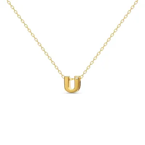 Diamond Letter Necklace "U" - 18 karat gold vermeil on sterling silver, diamond 0.01 carat