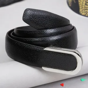 Peluche Essence Black Pebbled  Profile Leather Belt For Men